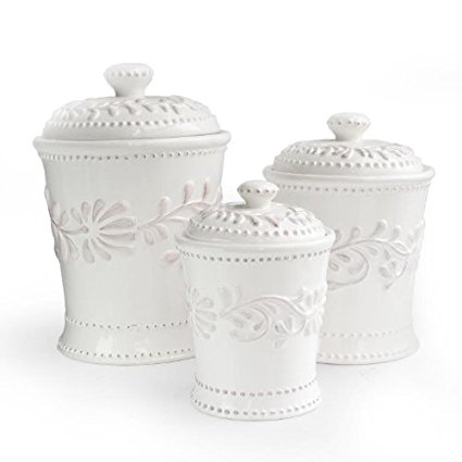 American Atelier Bianca Leaf 3-Piece Canister Set