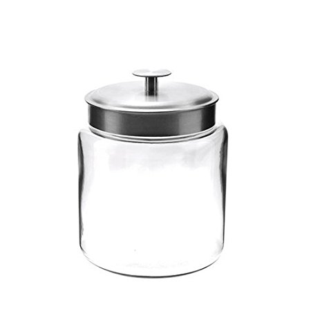 Anchor Hocking 77978 Mini Montana Jar with Brushed Aluminum Metal Cover, Glass, 96-Ounce