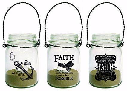 Mason Jar Lanterns - Anchor Eagle Faith (Set of 3)