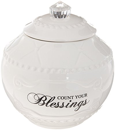 Young's Ceramic Blessing Jar with 36 Blessings, 6.75-Inch