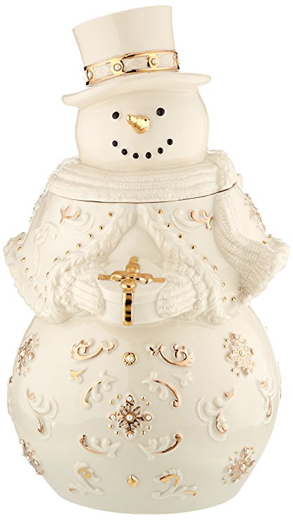 Lenox Florentine & Pearl Snowman Cookie Jar